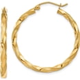 thumbnail image 1 of 14K Yellow Gold Polished & Satin Twisted Hoop Earrings (32 X 30) Made In Indonesia tf593, 1 of 5
