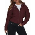 thumbnail image 1 of Sudaderas con Cremallera para Mujer, Conjuntos Casuales, Cárdigan, Ropa de Abrigo, Chaquetas de Invierno de Moda, Abrigos. Vino Tinto XL, 1 of 7