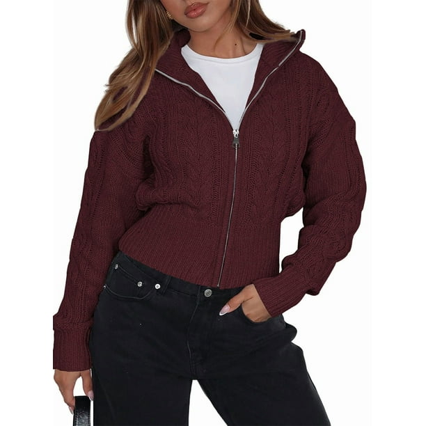 Sudaderas con Cremallera para Mujer, Conjuntos Casuales, Cárdigan, Ropa de Abrigo, Chaquetas de Invierno de Moda, Abrigos. Vino Tinto XL