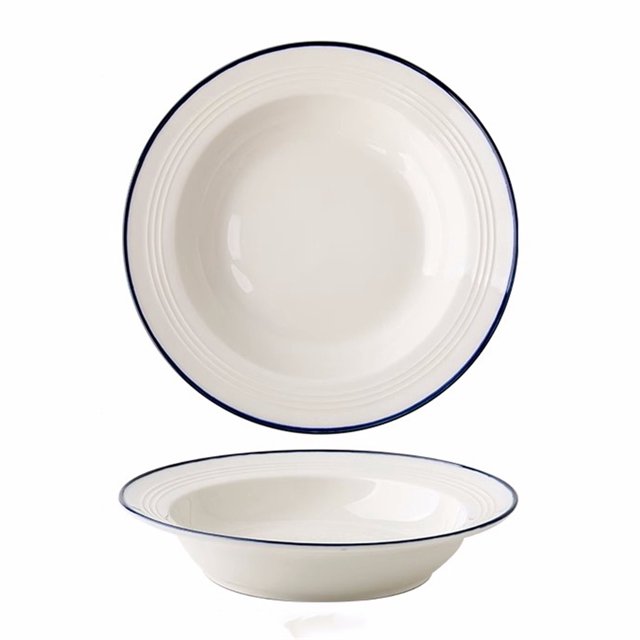 Two Hat Plates Simple Plate Ceramic Soup Plate Salad Plate Dinner Plate Home Kitchen Restaurant White Circular Plate