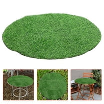 Topbathy green fake grass mat for decoration Round plastic for Families and Friends 1Pack