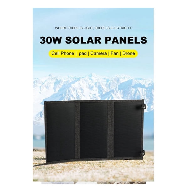 30W 18V Panel Solar Plegable Tipo-C Cargador Fotovoltaico USB Teléfono Móvil para Exteriores Banco de Energía Móvil de Carga Rápida-Caqui
