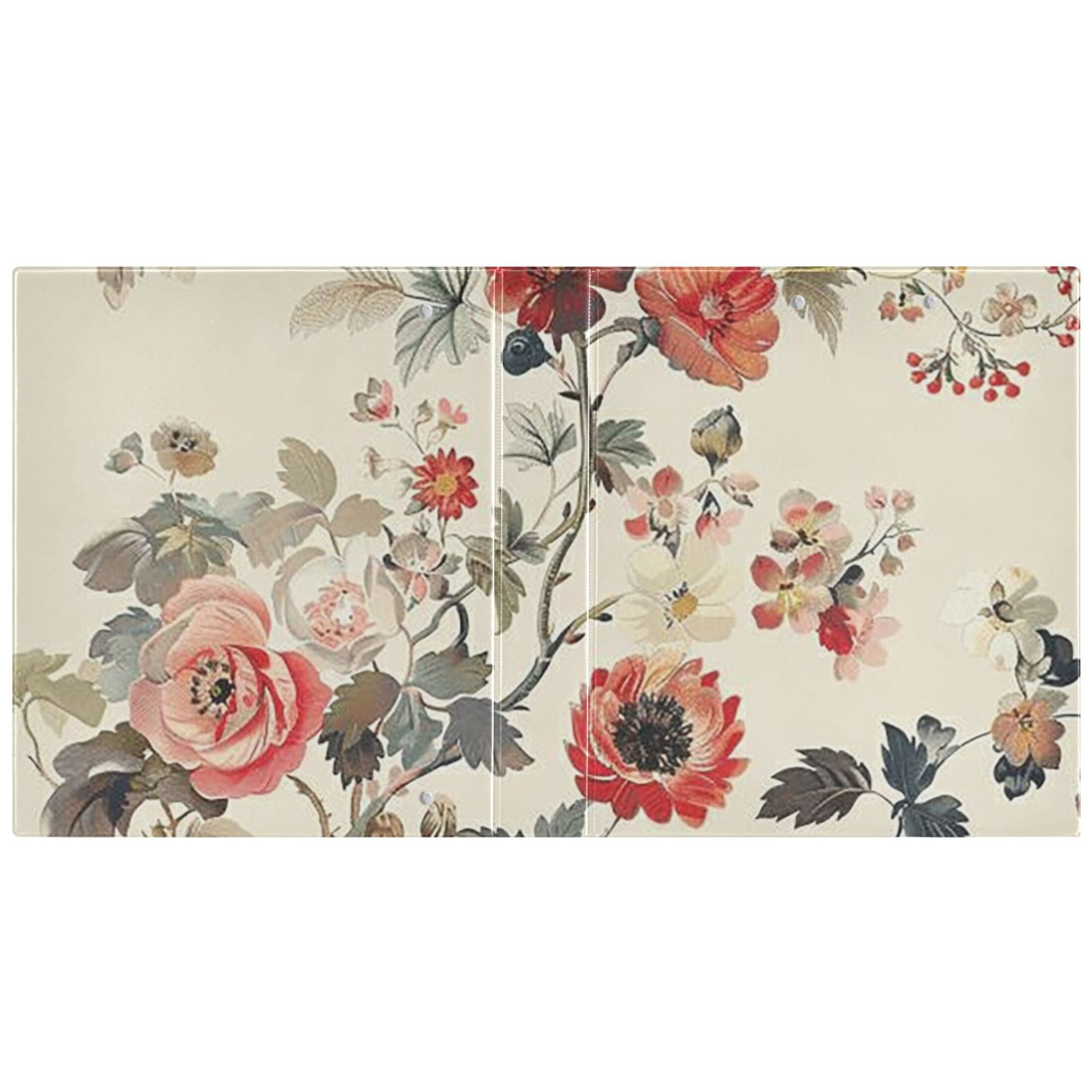 Boho Flowers 3 Ring Binders 1.5 inch Hardcover File Folders with Interior Pockets A4 Size Organizer for School Office Hospital