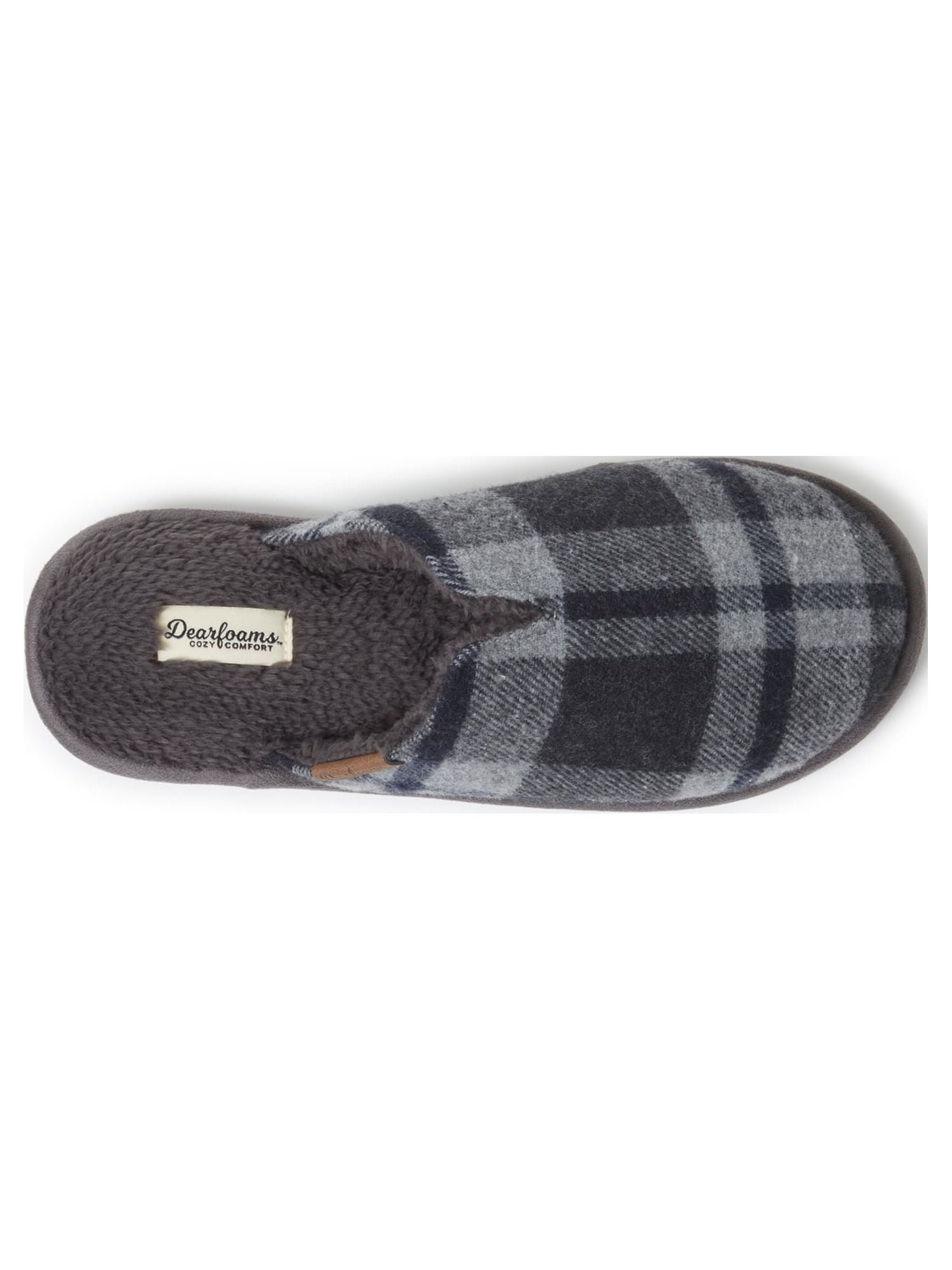 Dearfoams Cozy Comfort Men's Plaid Felt Scuff Slippers