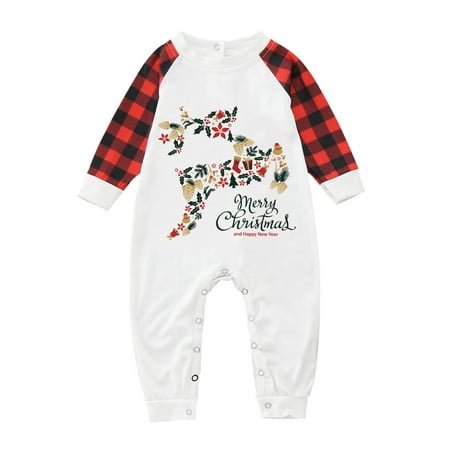 

Christmas Pajamas for Family Parent-Child Outfit Winter Fall Merry Multicolor Prints Romper Clothes Long Sleeve Jumpsuit Pajama Sets