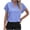 Blue, variant on Giftesty Blouses for Women Dressy Casual Women's Casual Printed Color Short-Sleeved Button V-Neck Top Blouse