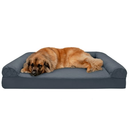 UPC: 0842229125795 | FurHaven Pet Products Quilted Memory Top Sofa-Style Pet Bed for Dogs & Cats – Iron Gray Jumbo Plus