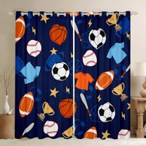 jejeloiu Baseball Game Blackout Curtains (2-Pack,42x63),Rugby Basketball Sport,Microfiber Decor For Kids