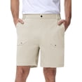 thumbnail image 3 of Pdbokew Men's Cargo Stretch Short 6 Pockets Include 2 Zipper Pocket Comfortable Elastic Waist Causal Work Shorts Golf Hiking Short Beige 34, 3 of 9