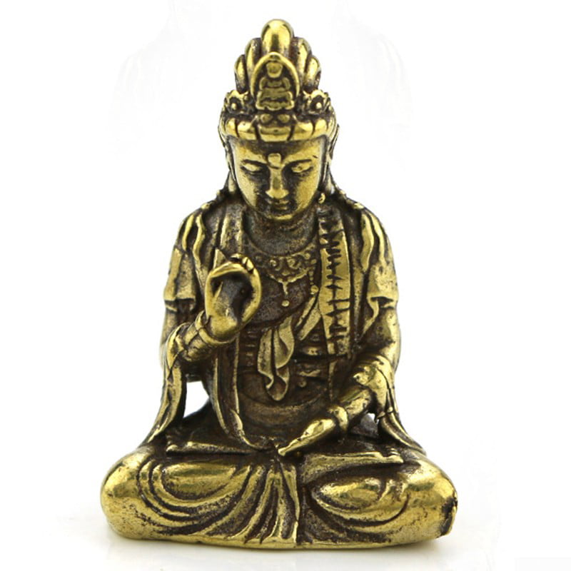 Brass Sakyamuni Buddha Statue Car Keychain Decoration Ornament Sculpture 
