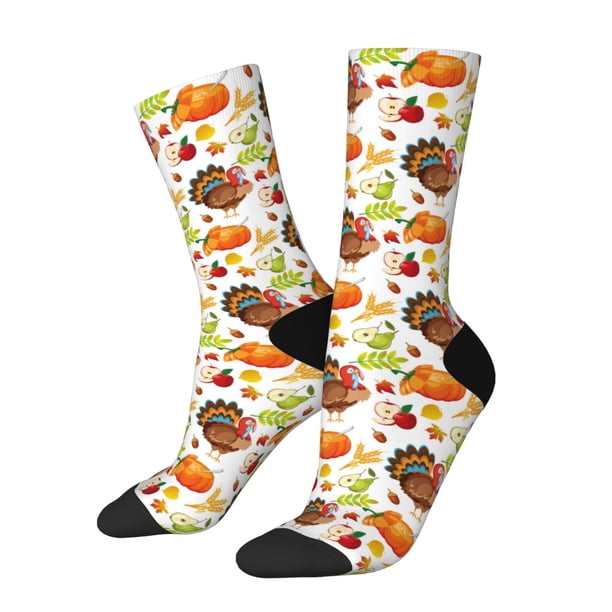 Balery Thanksgiving Turkey Calcetas Largas con Estampado para Hombre y Mujer – Suaves y Transpirables, Talla Única (US 5-11)