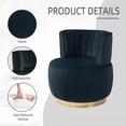 thumbnail image 4 of PAPROOS Swivel Accent Chair, Armchair with Velvet Fabric, Barrel Chair with Metal Ring for Living Room, Bedroom, Black, 4 of 10