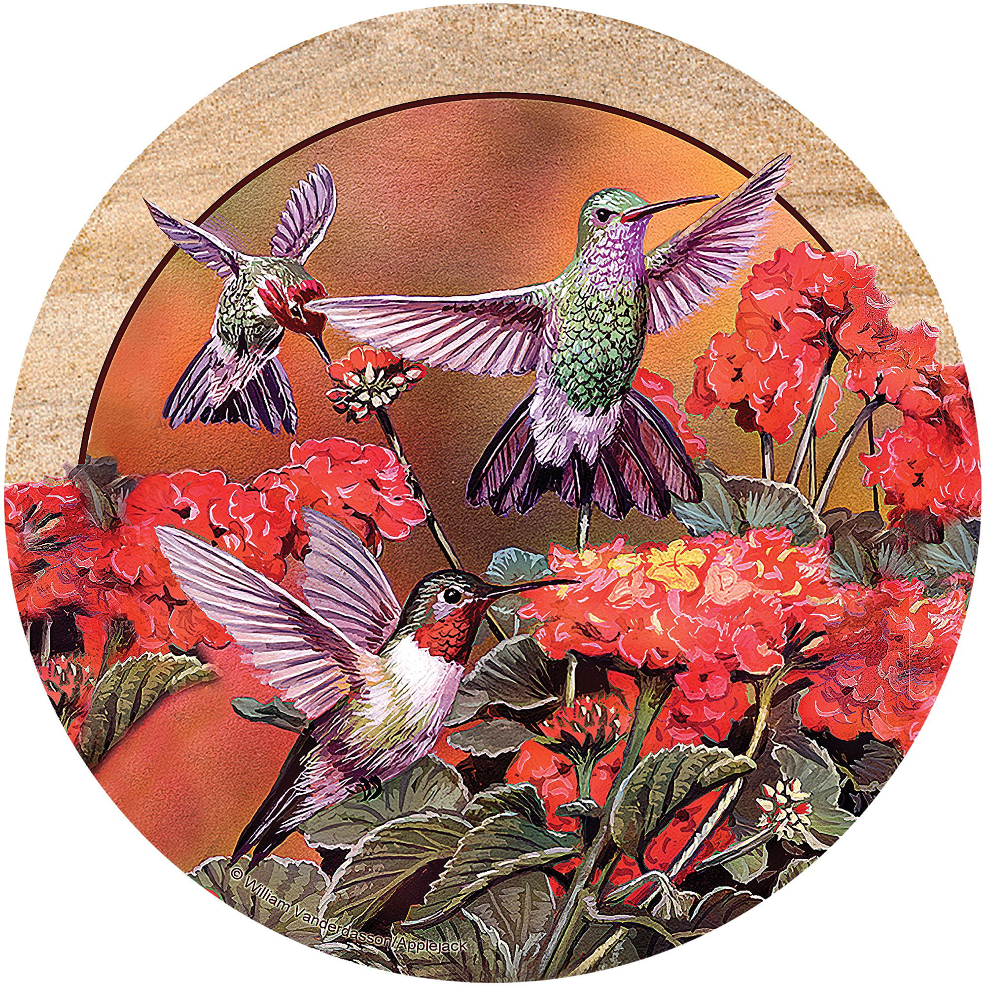 Hummingbird Eating From Pink Flower Set of 4 Coasters 