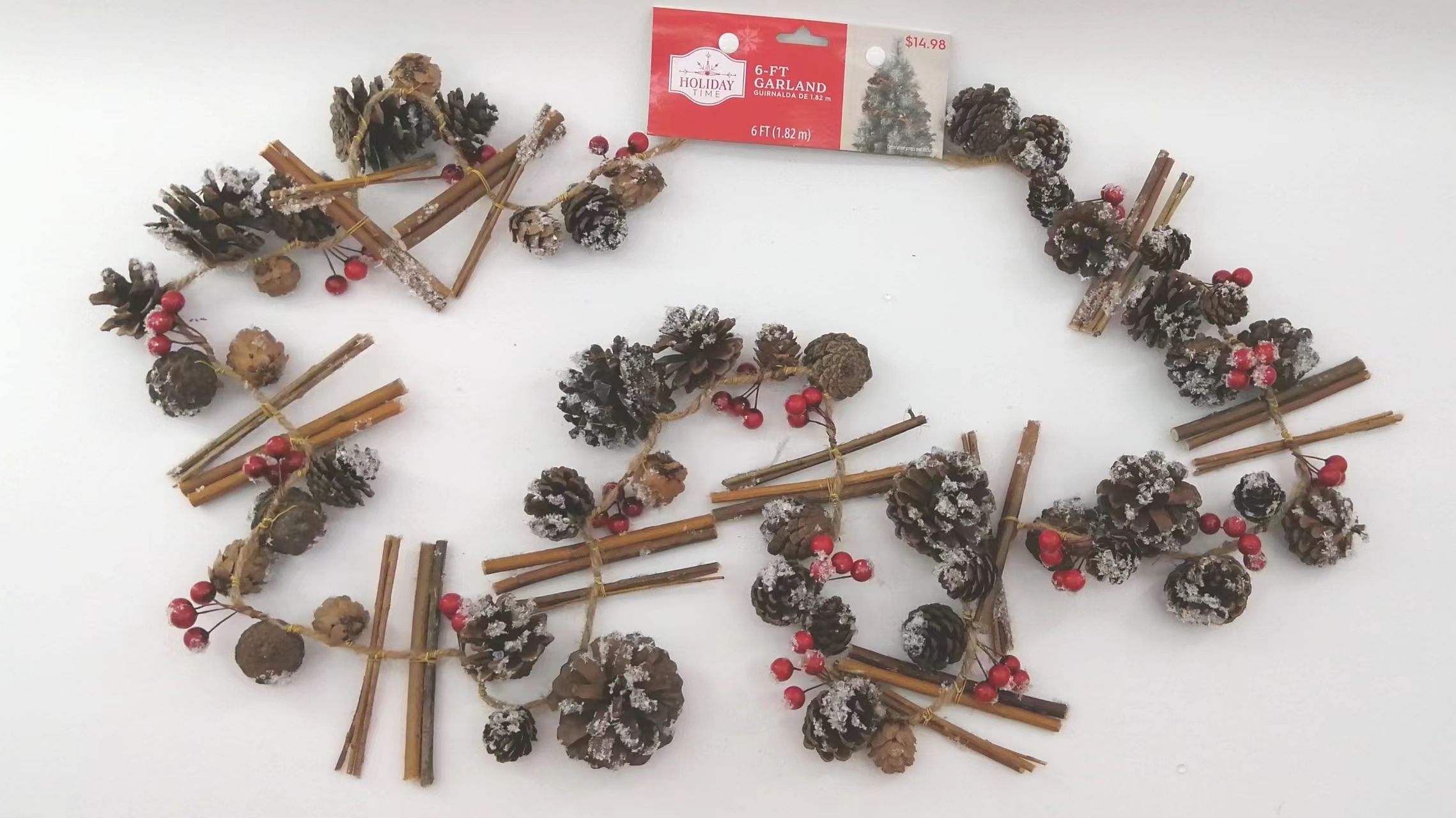 Holiday Time Natural Brown Twig Garland, 6'