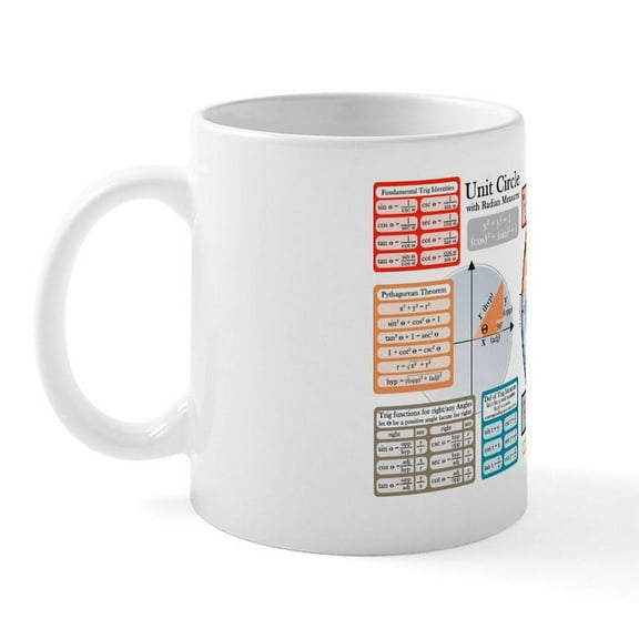 CafePress - Unit Circle With Radians Mug - 11 oz Ceramic Mug - Novelty Coffee Tea Cup