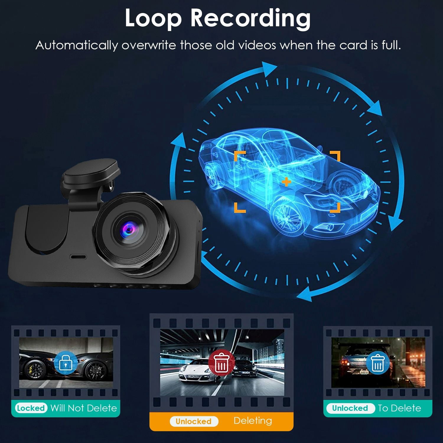 3 Channel Dash Cam Front Inside Rear Vehicle Driving Recorder Car DVR with 32G MMC Card G Sensor Motion Detection Parking Monitor Night Vision Loop Recording