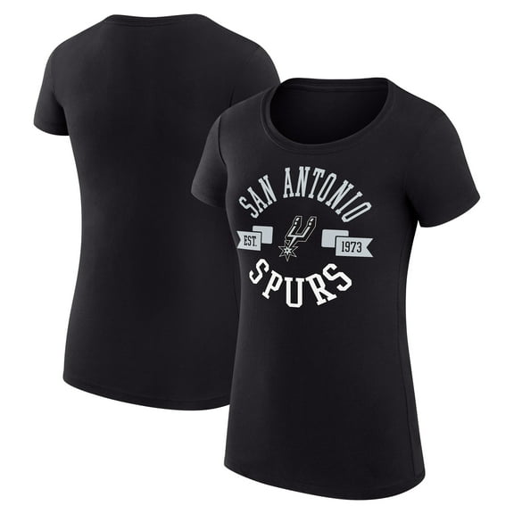 Women's G-III 4Her by Carl Banks Black San Antonio Spurs Super-Slim Fit Lightweight Large City Logo T-Shirt