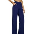 thumbnail image 3 of Yoga Pants Women Wide Leg Pants with Pockets High Waist Stretch Dress Casual Sweatpants Royal Blue L, 3 of 6