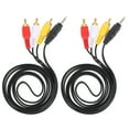 thumbnail image 1 of 2pcs 3.5mm to 3 Stereo AUX Audio Video Output Cables, 1 of 4