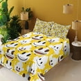 thumbnail image 2 of Ambesonne Emoji Fitted & Top Sheet Set with Shams, Whimsical and Funny Faces, Mustard Chocolate and White, 2 of 5