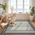 thumbnail image 3 of Design&I 5'x7' Washable Area Rug Striped Classic Checkered Border With Center Band Arrangement for Small Living Room, Bedroom, Sleek Flatweave Pet Friendly & Non-Slip, 3 of 7