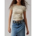 thumbnail image 2 of Niusricy Women's Summer Slim Crop Tops Ladies Classic Solid Color/Stripe T-Shirts Short Sleeve Shirts Basic Comfy Lightweight Blouses Tight Round Neck Tops Streetwear for Daily Casual, 2 of 6