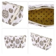 thumbnail image 3 of 1 Pc Bolsa Cosmética Pequeña para Mujeres con Hojas para Viaje Vacaciones Baño Blanca Marrón Lona, 3 of 3