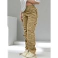 thumbnail image 4 of Women’s High Waisted Beige Wide Leg Pants – Y2K Straight Fit Office Casual Workwear Jogger Style, 4 of 8