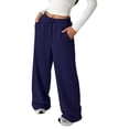 thumbnail image 3 of Girls Casual Straight Leg Pants Loose Fit Drawstring Elastic Waistband Sweatpants Everyday Play Active Trousers 5-14Y Dark Blue, 3 of 4