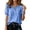 Blue, variant on Women Shirts Blouses Summer Casual Boho Puff Short Sleeve Button Down Loose Fit Tunic Shirts O-Neck Classic Solid Color Tops