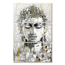 Elephant Stock Simmering Buddha Wall Art - Vertical Multi Panel Canvas - Living Room Wall Decor - People Multi Panel - Beige And Gray Decor By e. Anthony Orme - 42" x 65"