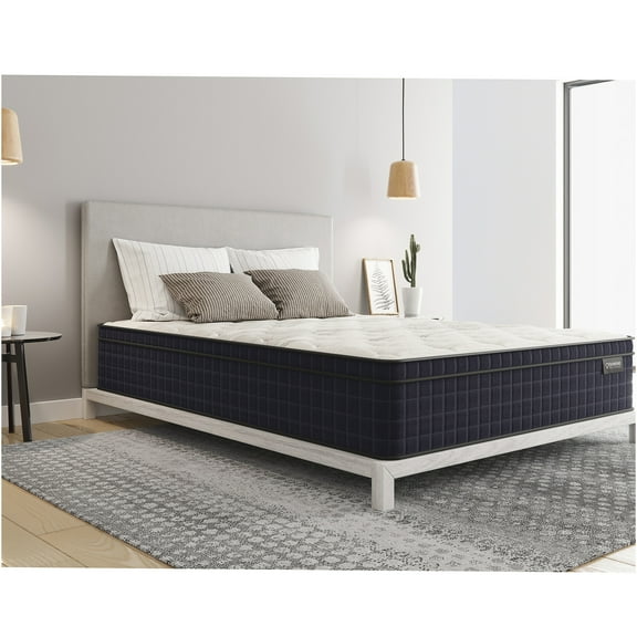 JERFIT 12.5" Queen Hybrid Mattress, Firm Euro Top with Copper Cooling Gel Memory Foam, Motion Isolation, Edge Support, CertiPUR-US Greenguard Gold Certified, Breathable Cover, Made in USA