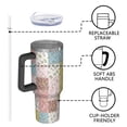 thumbnail image 4 of 40oz Pioneer Flower Floral Print Pattern Insulated Tumbler with Handle, BPA-Free Leak Proof Lid and Straws, Double Wall Vacuum, Hot 12h/Cold 34h, 4 of 6