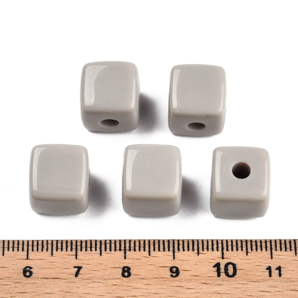 Opaque Acrylic Beads Cube Dark Gray 12.5x12.5x12.5mm Hole: 3.5mm about 263pcs/500g