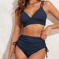 thumbnail image 3 of Lopeceal Women's Bikini Sets Two Piece Swimsuit V Neck High Waisted Ruched Tummy Control Summer Bathing Suit, 3 of 6