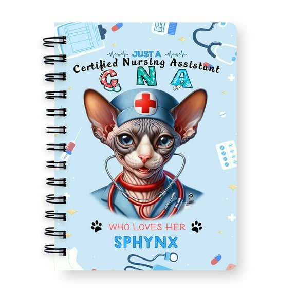 Just a Certified Nursing Assistant Cna Who Loves Her Sphynx Spiral Bound Journal Cat Lover Kitten Owner Gifts Idea 5x7in Spiral Notebook - 00003