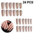 thumbnail image 1 of Uñas postizas con diseño de arcoíris extralargas, ataúd brillante, uñas postizas a presión, uñas postizas de cubierta completa para mujeres y niñas, 24 piezas/set205, 1 of 7