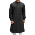 thumbnail image 1 of Men's Cotton Muslim Robe Long Sleeve Button Front Casual Arabic Style Robe for Daily Wear, 1 of 8