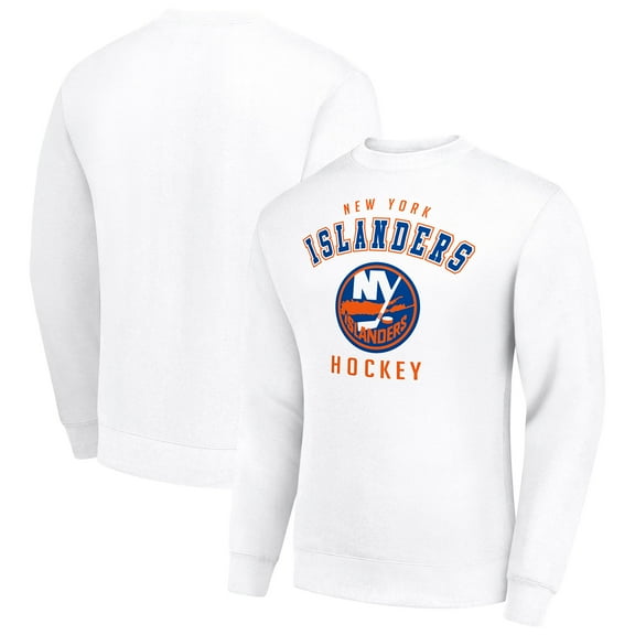 Men's Starter  White New York Islanders Team Logo Fleece Pullover Sweatshirt