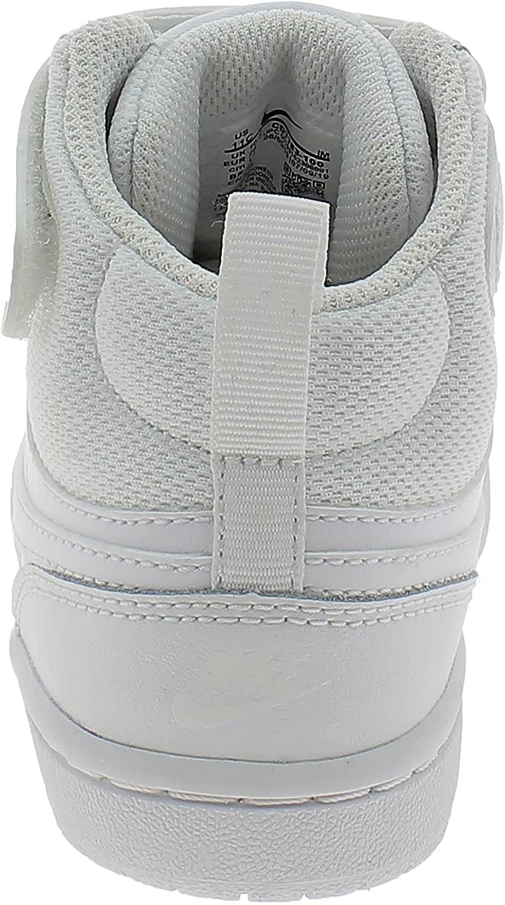 Nike Boys Court Borough Mid 2 Leather Sneakers Athletic Shoes 10.5 Little Kid White/White