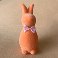thumbnail image 6 of CoreLiving Flocked Bunny Figurines for Easter Decor Spring Rabbit Statue with Bow Tie 5.9 Inches Table Centerpieces for Home Office Mantel Decoration, 6 of 6