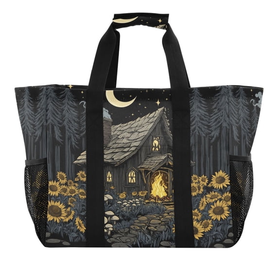 WOBOGO Witch Hut Tote Shopping Bag Reusable Heavy Duty Durable Foldable Washable 15.4×12.8×9.8in