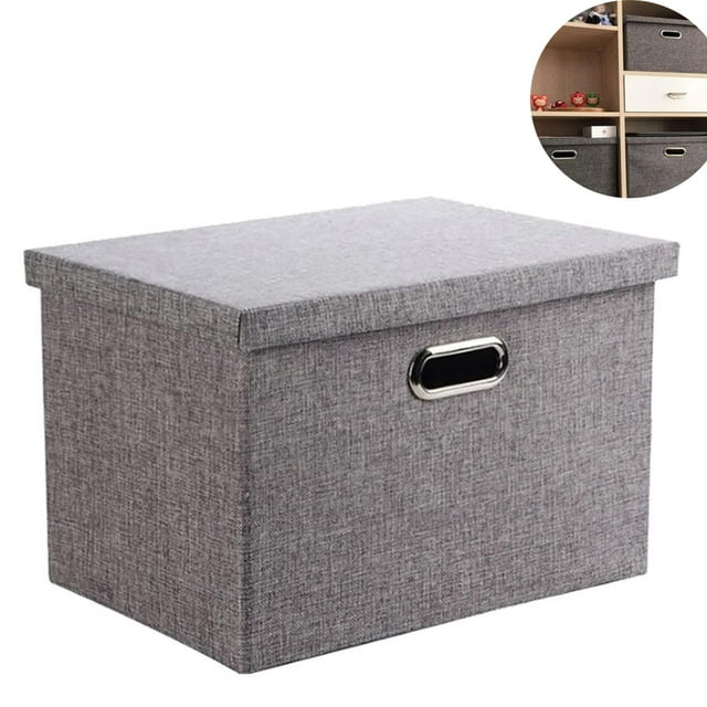 Efficient Collapsible Storage Bins, Linen Fabric Foldable Storage Boxes, Durable Material for Closet Office Nursery Space Saving (Grey)
