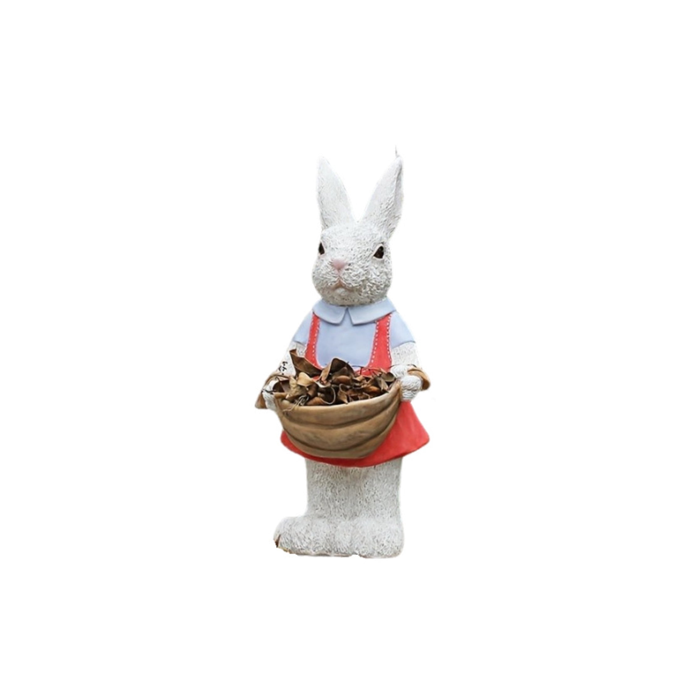 GDF Studio 16" Whimsical Rabbit Garden Statue with Flower Pot Basket, Weatherproof Resin Crafts Sculpture Decor