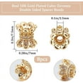 thumbnail image 2 of 8Pcs Double Sided Spacer Beads 18K Gold Plated Brass Cubic Zirconia Flower Beads Caps, 2 of 6