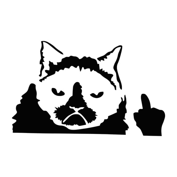 Unique Bargains Reflective Bumper Decal Black Square Unhappy Cat Reflective Car Sticker Personalized Decoration Vehicle Body or Door or Window