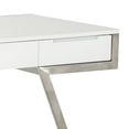 thumbnail image 4 of Benjara 63 Inch Office Desk with a Drawer, White Gloss Finish, Chrome Metal Frame, 4 of 5
