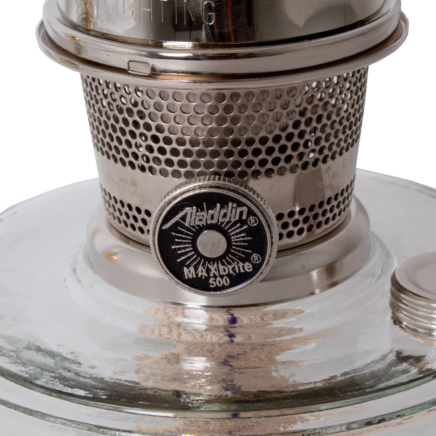 Aladdin Wall Mount Oil Lamp, Genie III Regency Fuel Lighting for Homesteaders or Emergencies, Clear Glass, 18 inches tall, Nickel Trim