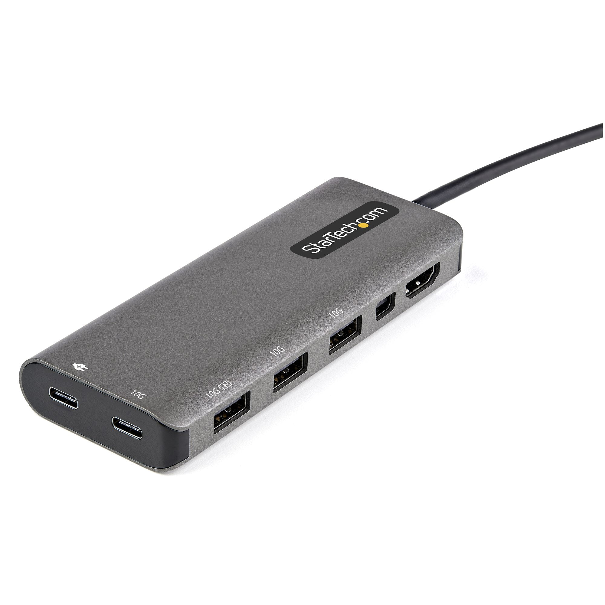 Startech.com Usb C Multiport Adapter, Usb-c To Hdmi Or Mini Displayport 4k 60hz, 100w Delivery Pass-through, 4-port 10gbps Usb Hub, Usb Type-c Mini Dock, 12"/30cm Long Attached Cable - Works W/