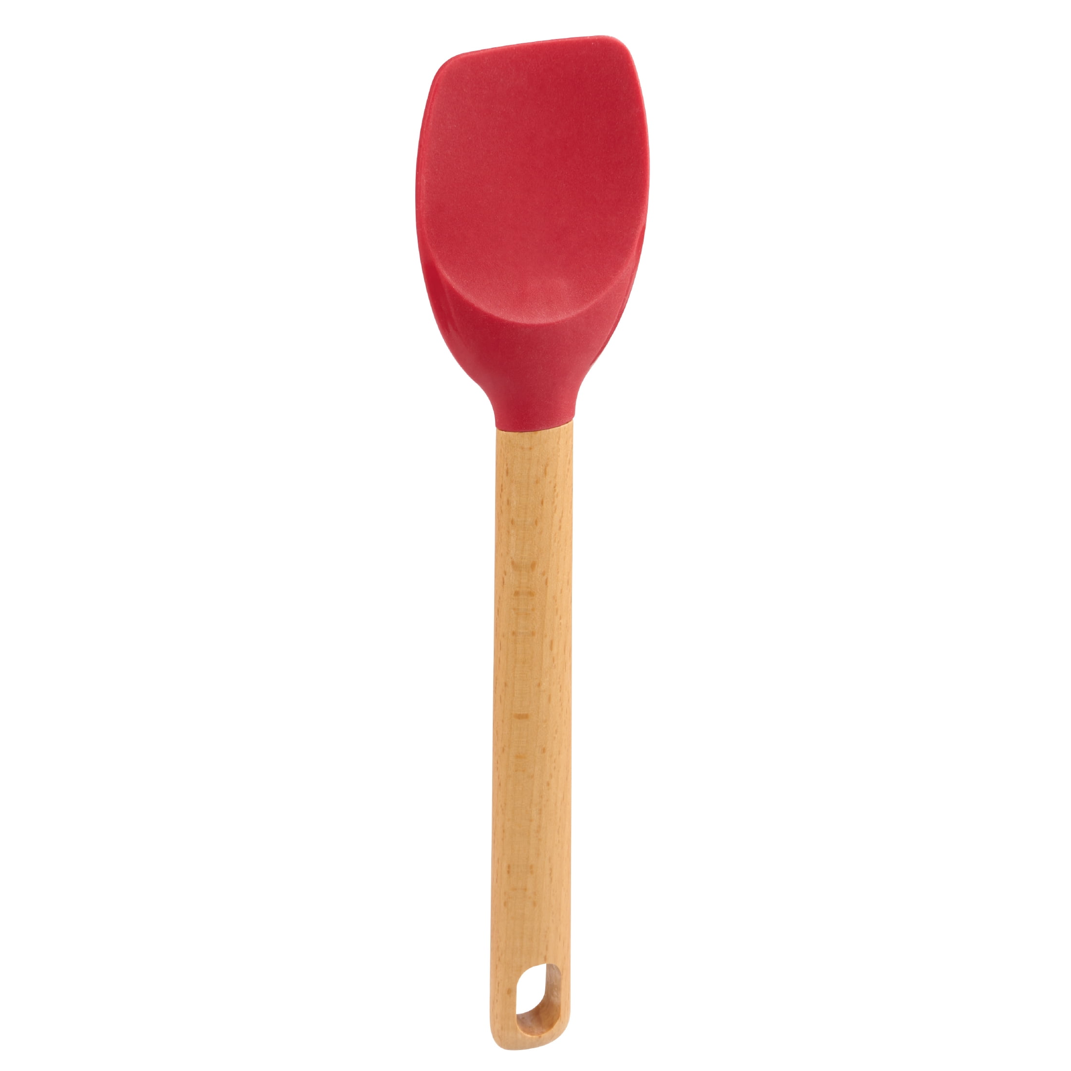 Holiday Time Silicone & Beechwood Spoonula Spatula, Red